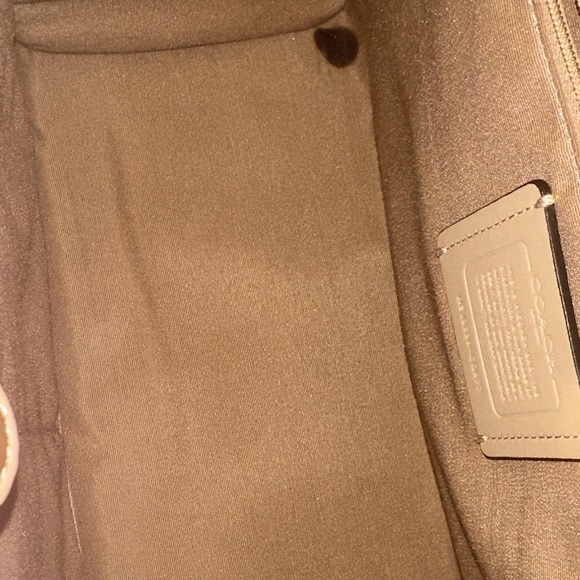 Coach Beige Canvas w/Cream Trim Signature Stripe Dempsey Carryall Tote - Picture 11 of 13